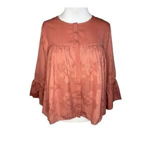 NEW Chloe Oliver Women's XS Dusty Rose Floral Ruffle Celeste Blouse‎ Casual NWT